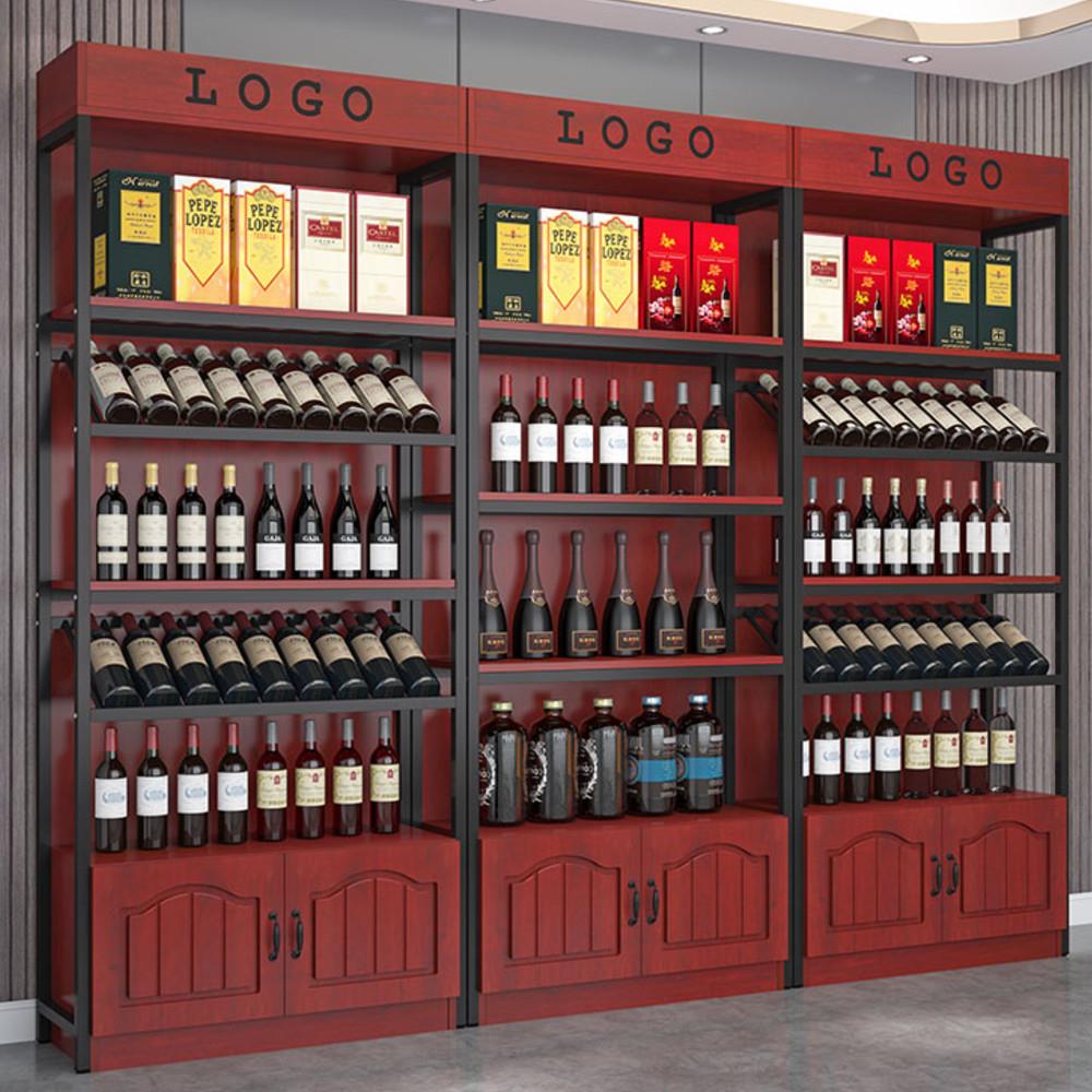 红酒柜展示架酒吧超市酒庄商用铁艺落地酒架置物架葡萄酒陈列柜子