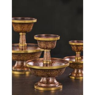 尼泊尔进口紫铜护法杯手工雕花鎏金供佛杯供水杯小号中号大号护法