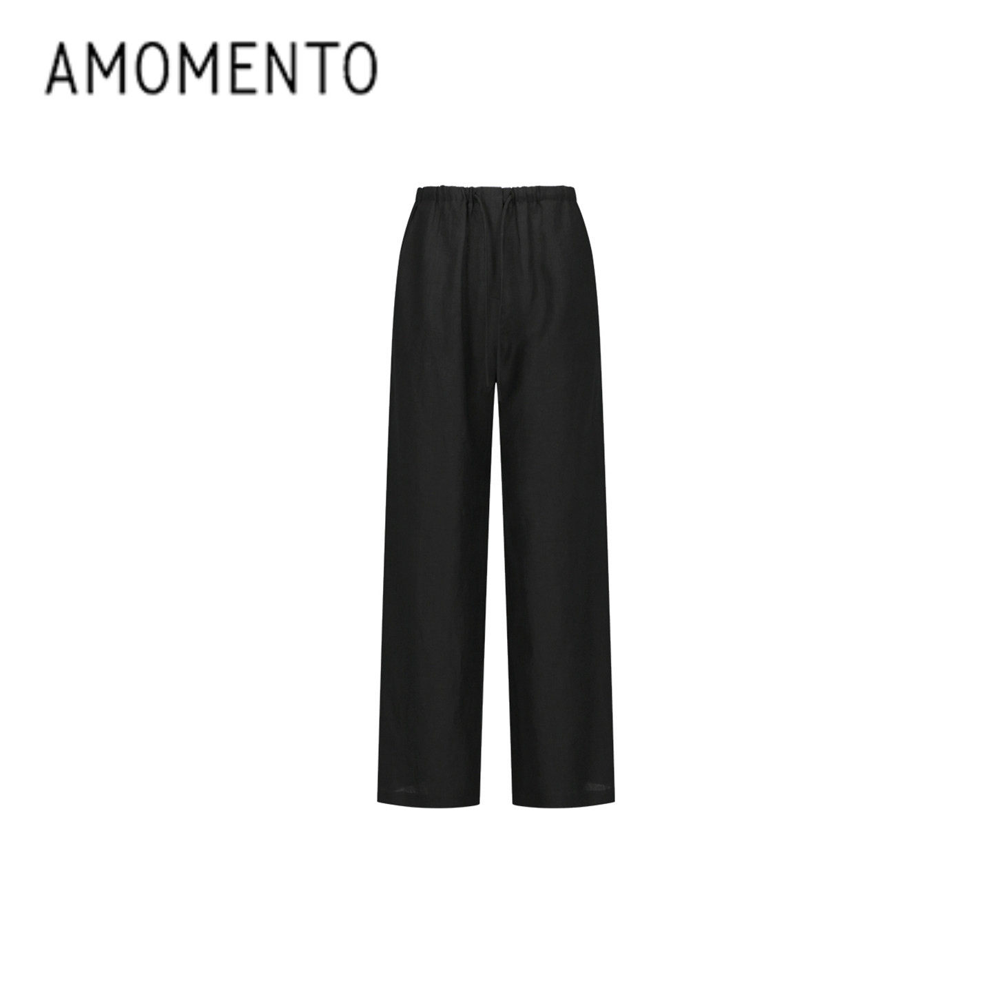 [AMOMENTO] 26SS LINEN BANDING PANTS 26春夏新款亚麻松紧腰长裤 - 实物图