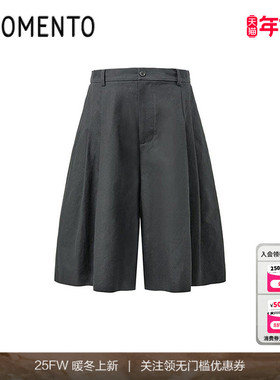 [AMOMENTO] 25SS Wool Pants 25新男西装裤高腰休闲短裤宽松百搭