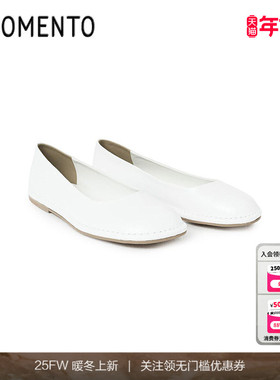 [AMOMENTO] 25SS Rounded Flats 25新款休闲平底皮鞋男夏薄款百搭