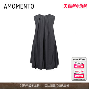 AMOMENTO Dress棉制立体感无袖 25SS Shirring 抽褶连衣裙 Volume