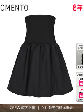 [AMOMENTO] 25FW TAFFETA SHIRRING MINI SKIRT&TOP25迷你裙套装