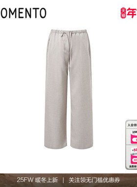 [AMOMENTO] 25SS Wool Banding Pants 2025新款抽绳直筒休闲长裤