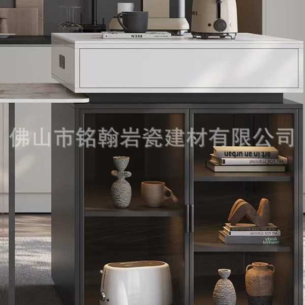 岩板岛台餐桌一体设计师长方形级中岛台简约现大户型实木餐台