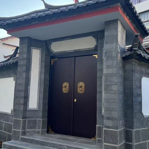 中式别墅仿古庭院门将军门入户门农村自建房大门四合院铜门进户门