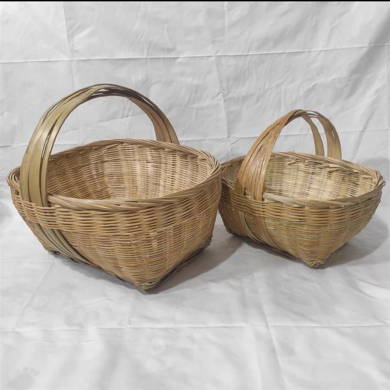 竹编菜篮子手提篮子青丝箩竹篮家用收纳筐蔬菜展示饭店装饰竹箩筐