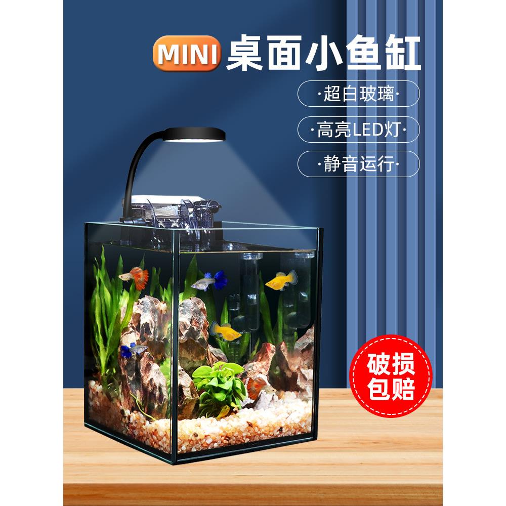 超白鱼缸客厅迷你家用斗鱼缸桌面水族箱造景懒人养鱼水草缸生态缸