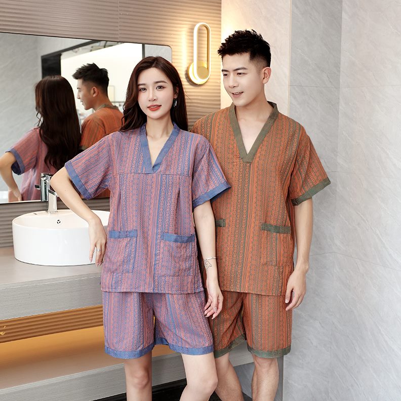 服疗情侣装民族风按摩服桑拿浴男汗蒸服