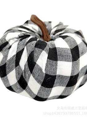 仿真南瓜万圣节装饰摆件假格子布橙色黑白套装餐桌厨房摆件