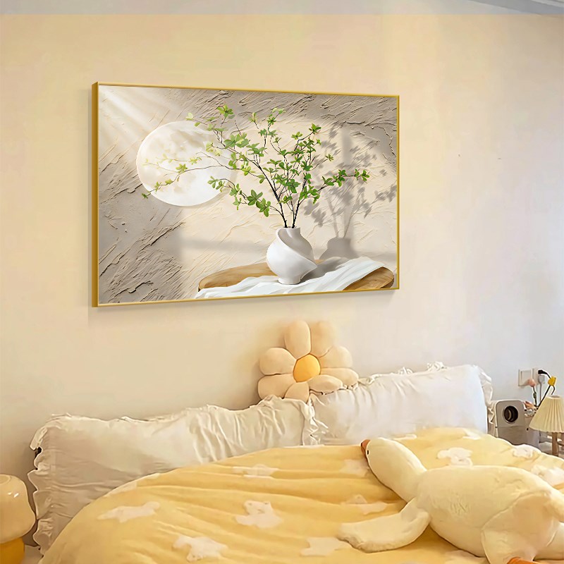 卧室床头装饰画温馨背景墙壁画奶油风花卉现代简约房间挂画北欧风图片