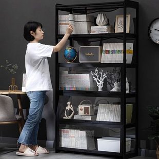 书架置物架落地书柜子家用儿童多层收纳办公室实木靠墙边简易客厅