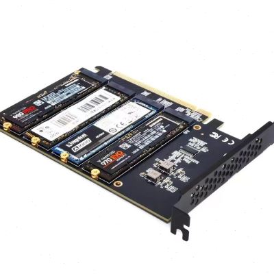PCIE转NVME 4盘位 m.2 M Key型SSD转PCIEx16转接卡信号拆分阵列卡
