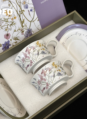 ZOEO「沁栀纪」2025新款咖啡杯碟套装情侣对杯伴手礼高级感水杯