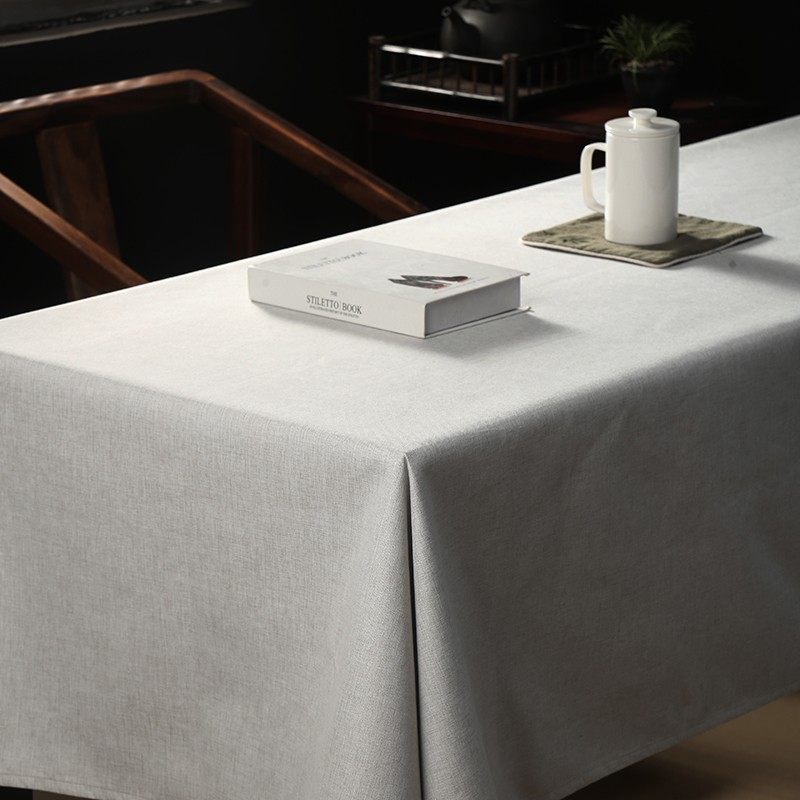 定制中式办公会议茶几桌布混纺细麻棉麻隔水布艺长条长方形台布简