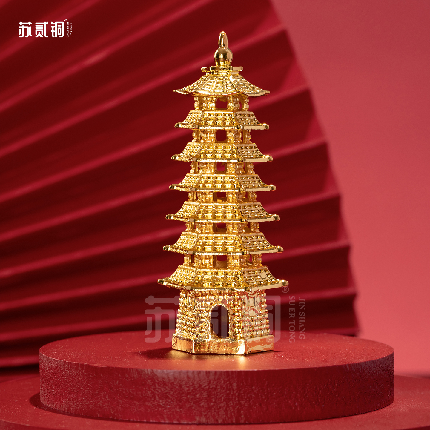 苏贰铜三宝佛塔摆件佛塔