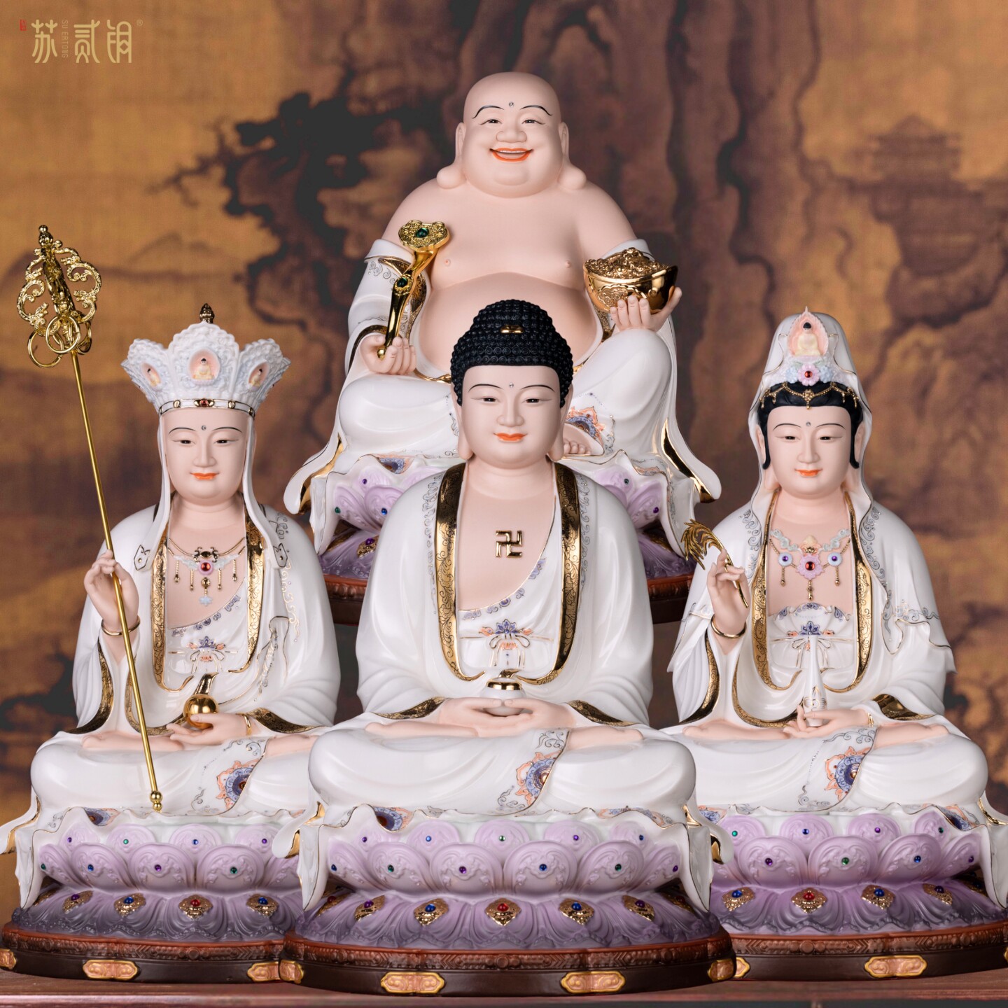德化瓷全堂佛释迦牟尼佛祖佛像观世音菩萨地藏王弥勒家居装饰摆件