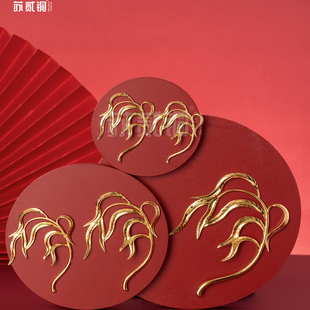 苏贰铜杨柳枝合金配件观音菩萨杨柳枝像体合金电镀法器配件