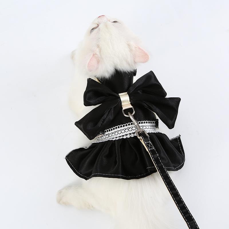 跨境宠物用品 亮丝大蝴蝶结公主裙 蝴蝶结小清新胸背带现货
