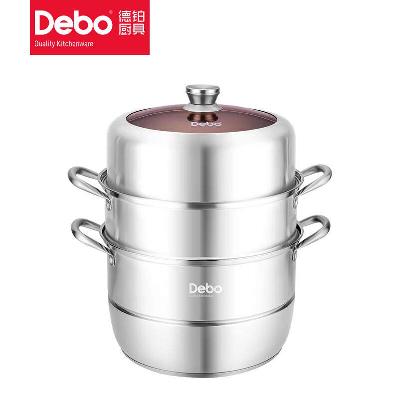 Debo德铂玛格丽蒸锅32cm大容量蒸锅304不锈钢加厚三层蒸锅DEP-575
