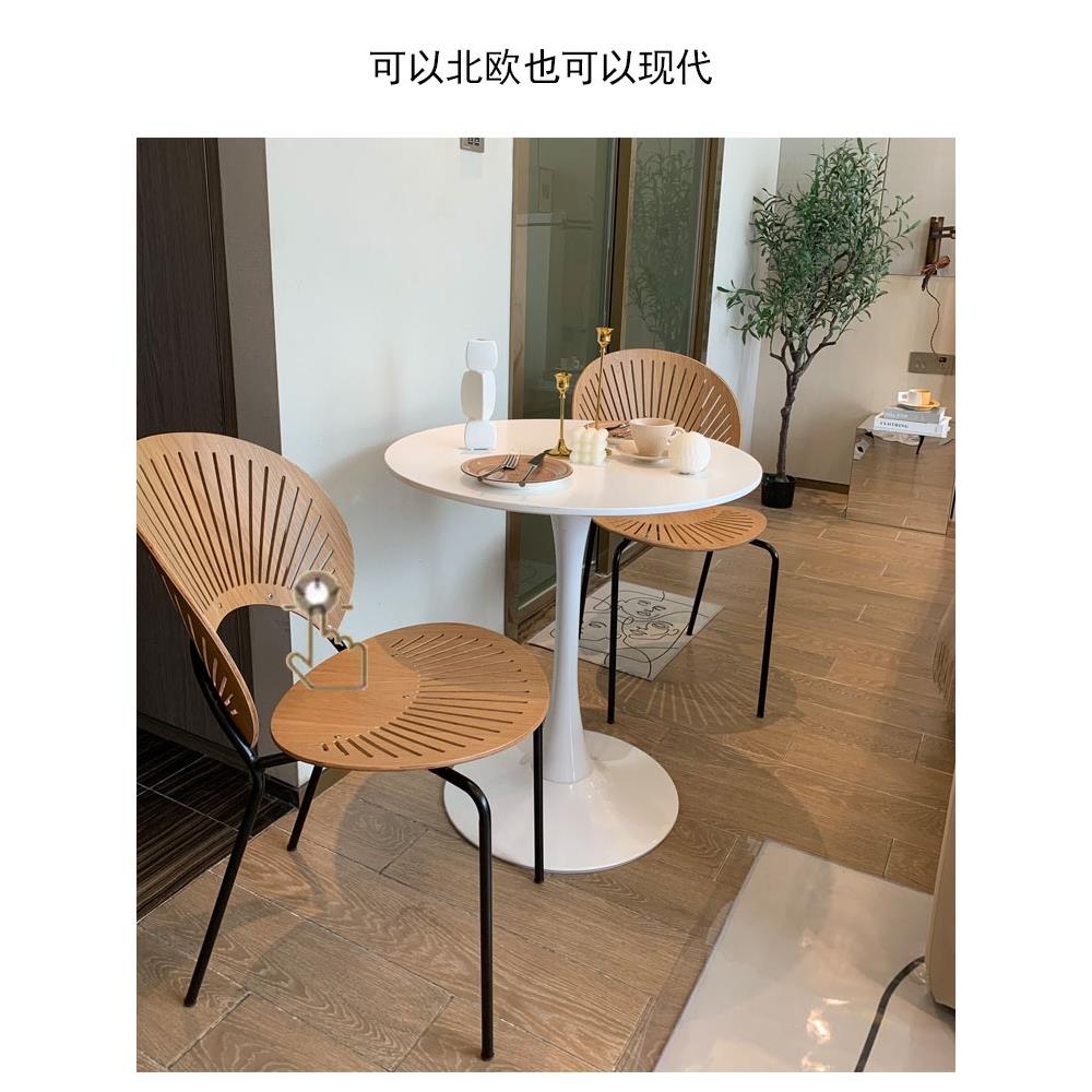 简约休闲餐桌白色北欧咖啡桌奶茶洽谈桌子ins郁金香阳台小圆桌椅