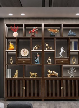 新中式老板办公室公司背景柜摆件高端大气上档次S办公桌高档工艺