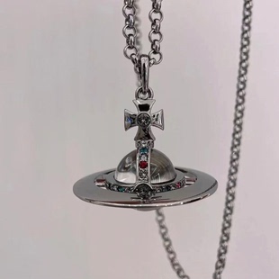 日单蕾系项链土星20MM钢印大号orb立体星球亚文化玻璃珠吊坠项链