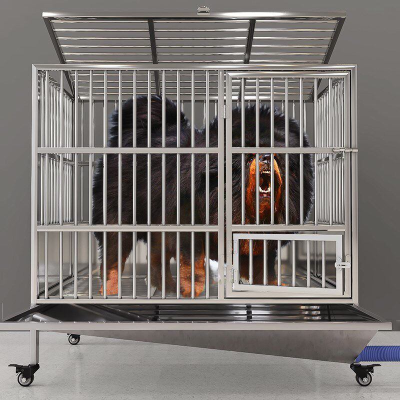 不锈钢狗笼大型犬狗笼子中型犬带厕所分离冲水漏斗托盘小型犬狗窝