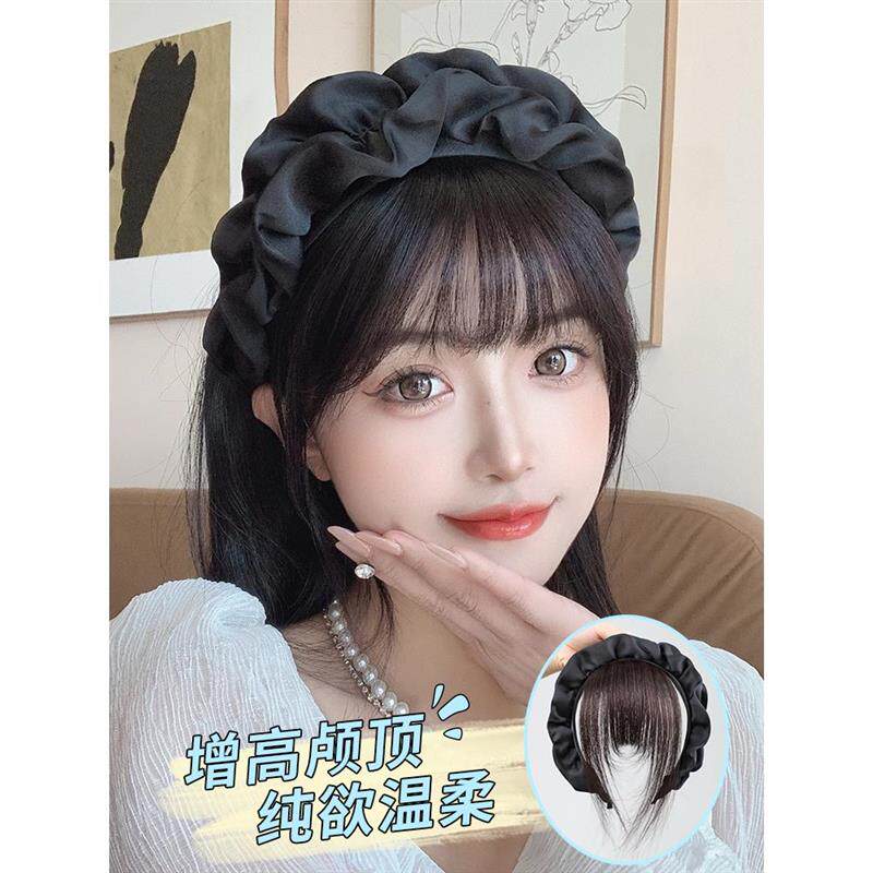 全真发发箍刘海一体假发空气法式假刘海女自然前额假发片增高颅顶