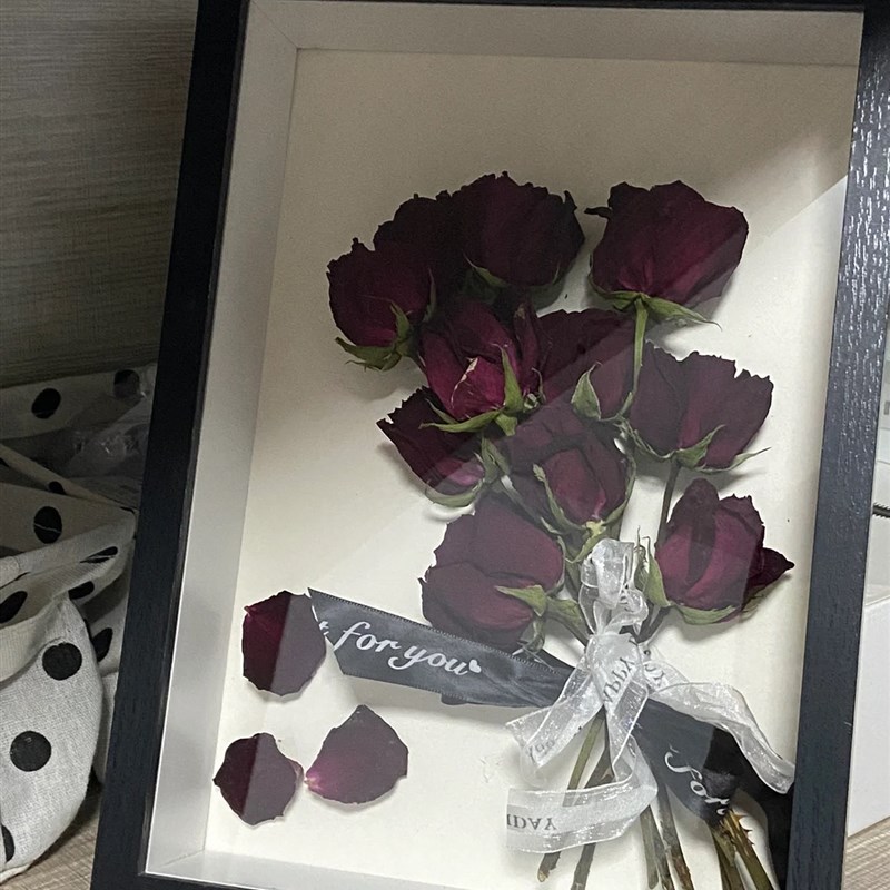 干花相框中空手工diy永生花材料包玫瑰生日礼物客厅摆件