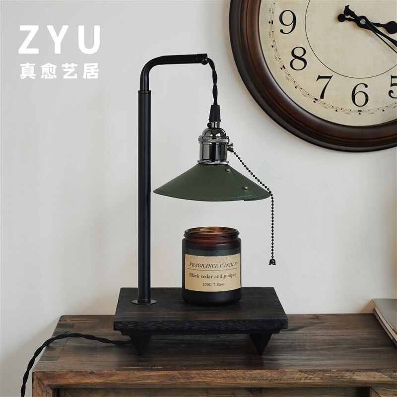 真愈实木复古香薰蜡烛台灯无火融蜡灯卧室氛围装饰融烛灯生日礼物