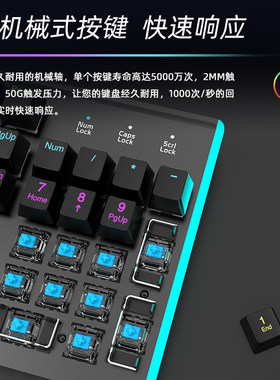 牧马人K100机械键盘青轴RGB背光有线电竞键盘游戏办公通用