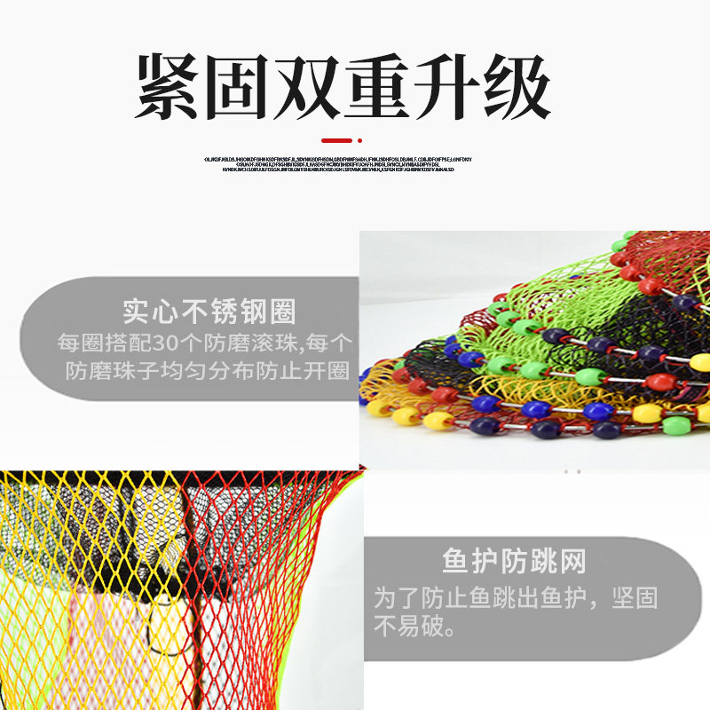 黑坑鱼护速干加厚防挂渔户钢圈挂胶大物编织钓鱼专用网兜新款渔护