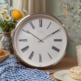 利西亚|2022新款圆形挂钟 简约金属钟表 客厅装饰 创意挂表