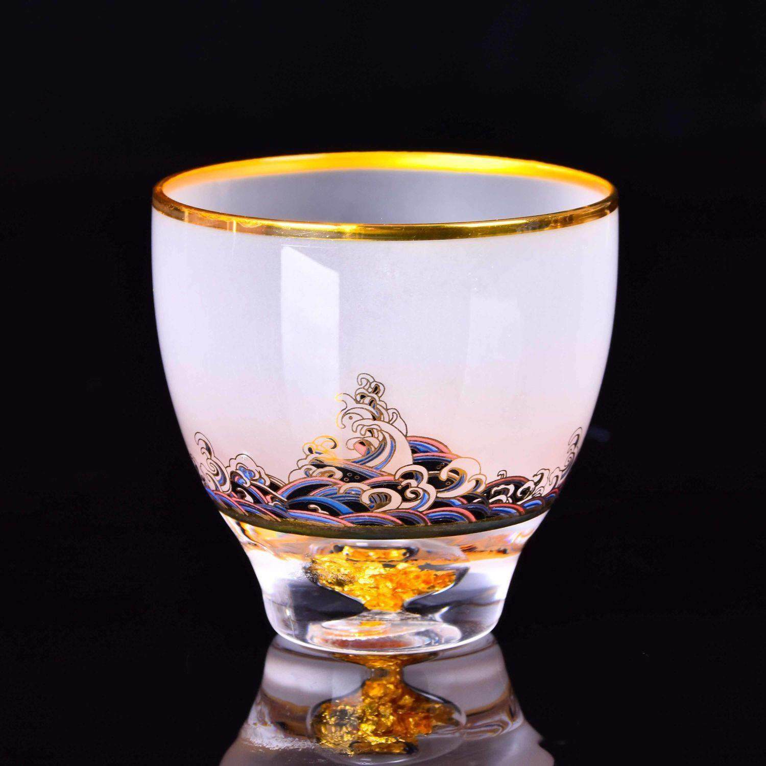 祁县龙渊人工水晶玻璃茶杯防烫主人杯功夫茶具描金贴花纸品茗单杯,餐饮具,茶杯,淘宝优惠券,粉丝福利购,淘宝优惠卷
