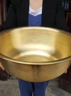 纯铜加厚黄铜盆水盆洗脸盆洗脚盆新婚盆补充铜元素 浴佛盆 大号