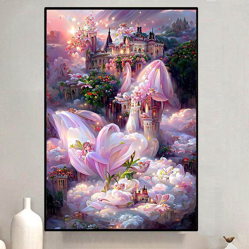 唯美风景钻石画2024新款手工diy贴钻十字绣 梦幻城堡客厅卧室满钻