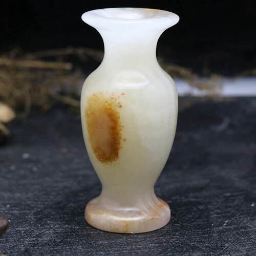 天然阿富汗玉冰种俏色花瓶小号玉石花瓶玉瓶摆件礼品送礼工艺品