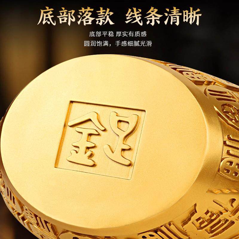 百福金元宝黄铜聚宝盆装饰摆件办公室桌面乔迁开业礼物