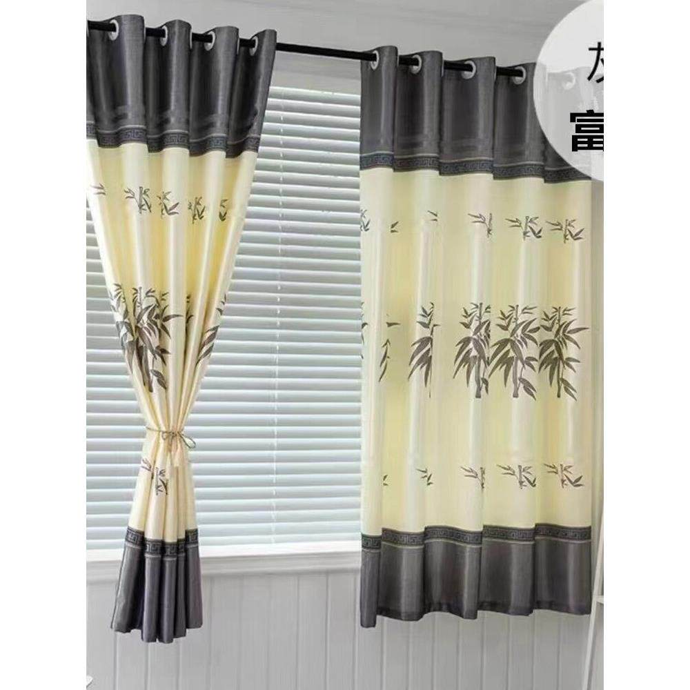 无打孔，免费伸缩杆窗帘，遮光防紫外线短窗帘，适用于出租房屋，