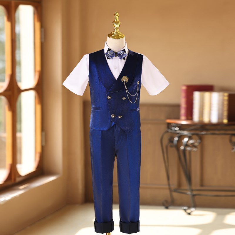 男童礼服高级感走秀唱歌演讲比赛男孩主持人生日礼服钢琴演出服夏