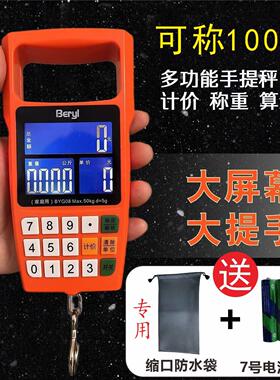 贝雅大屏幕计价手提秤老人家买菜秤可携式大手柄高精度50kg快递称