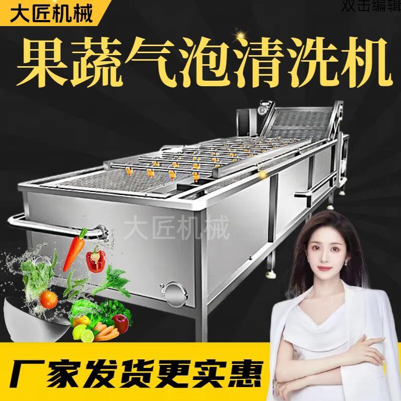 气泡清洗机商用大型瓜果肉类龙虾海产品果蔬洗菜机解冻机流水线