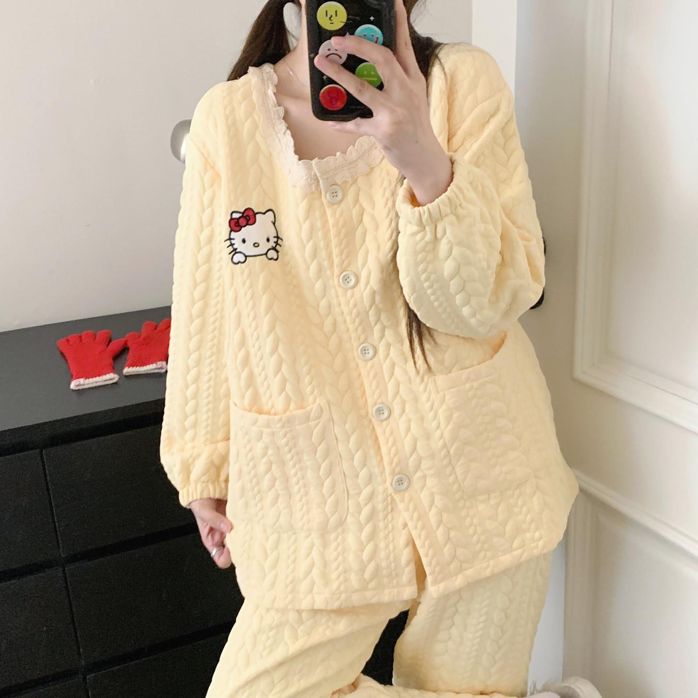 空气棉月子服春秋季产后10月份11冬款加厚哺乳家居服孕妇睡衣套装