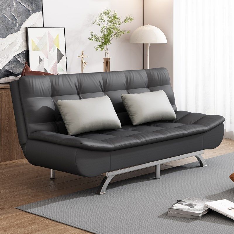 科技皮布沙发床两用多功能可折叠双人小户型实木架伸缩推拉收纳床