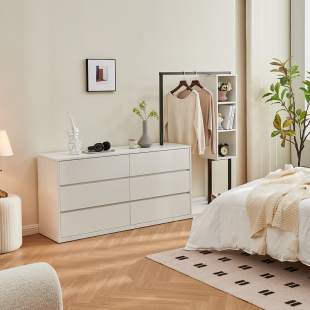 极简斗柜衣帽架床尾梳妆台收纳六斗柜组合挂衣架多功能置物柜 意式