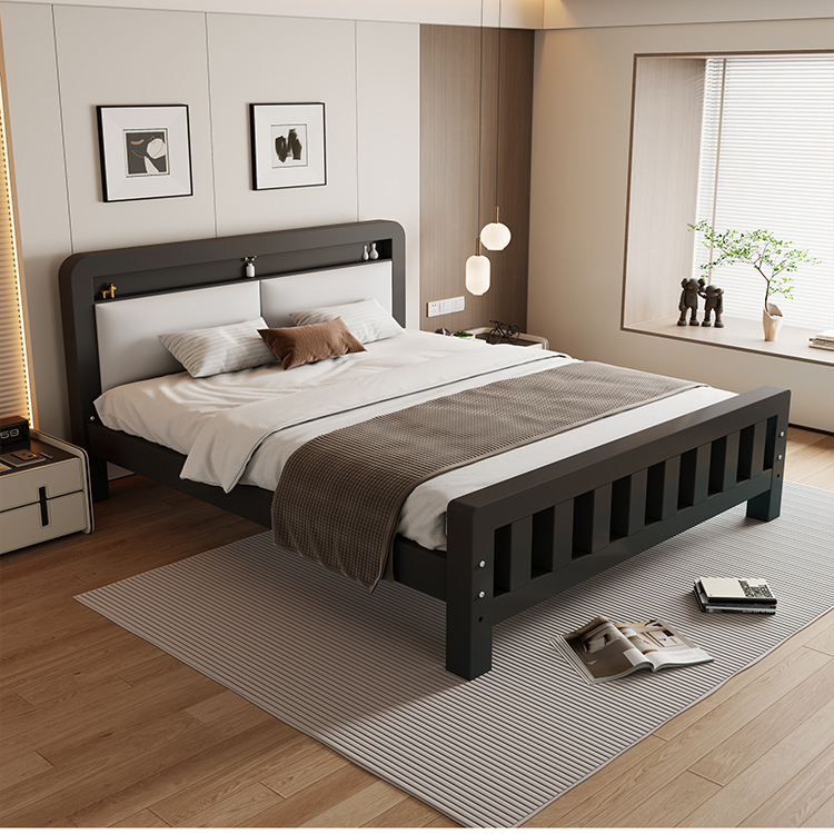 铁艺床双人床卧室家用加粗加厚出租房用儿童不锈钢铁床1米5铁架床