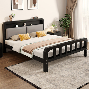 铁艺床双人床卧室家用加粗加厚出租房用儿童不锈钢铁床架1米5铁架