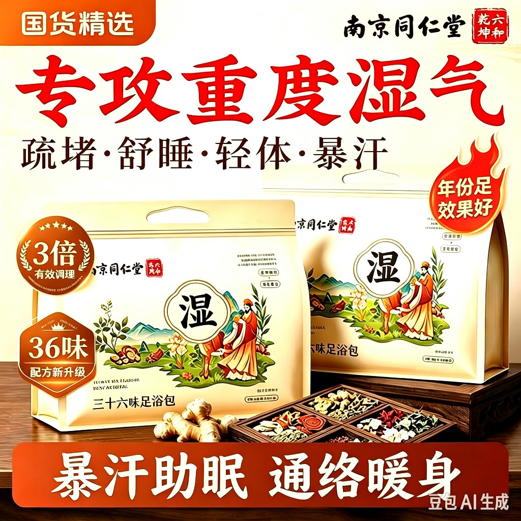 南京同仁堂艾草泡脚药包去湿气排毒助睡眠体内湿寒女士专用足浴包