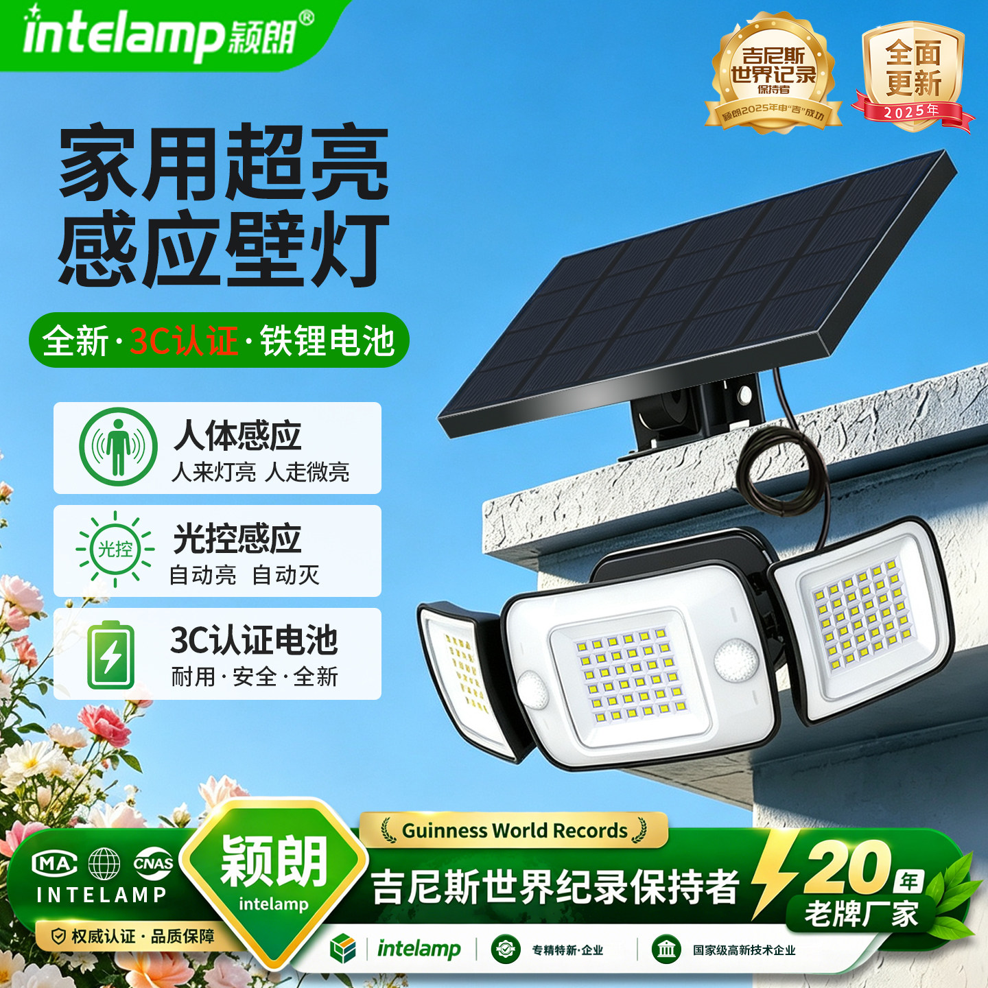 太阳能户外感应超亮壁灯